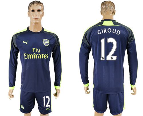 Arsenal #12 Giroud Sec Away Long Sleeves Soccer Club Jersey